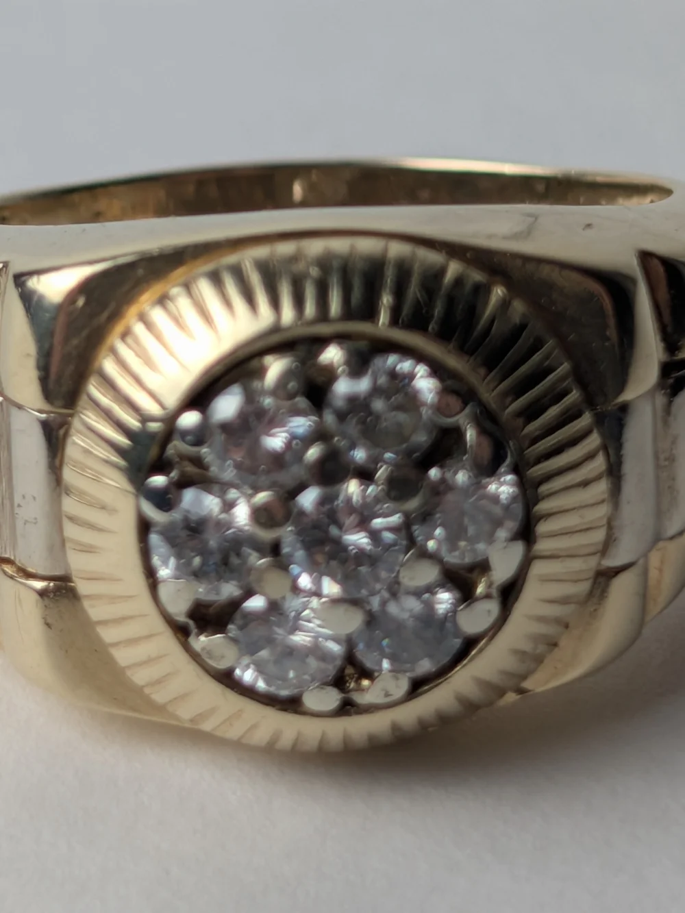 Two Tone 14k Men's Rolex 0.5 carat diamonds   Cluster Ring 9.3gr heirloom sz 9.5